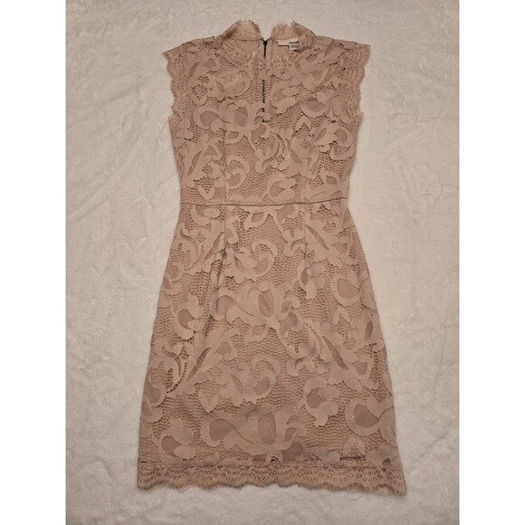 Sans Souci Pink Lace Cocktail Party Mini Dress Size Medium Zip - Picture 1 of 9